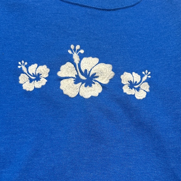 Hollister Royal Blue Lightweight Sweatshirt with Embroidered White Flowers - Picture 3 of 5
